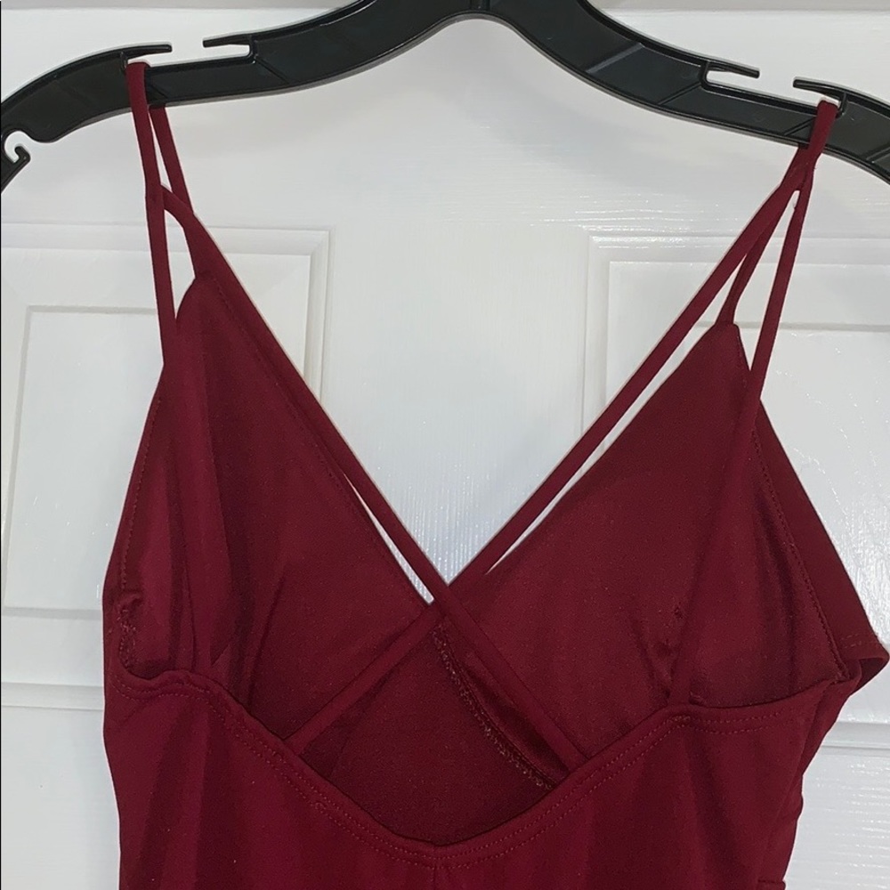 Live Tree Burgundy Ruffled Mini Dress - Picture 5 of 5